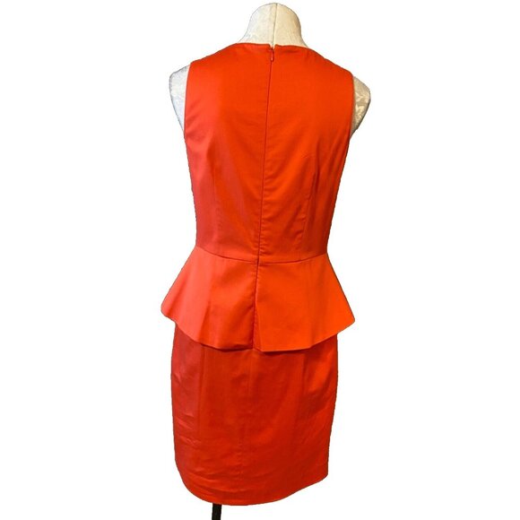 Vince Camuto Dress Red Orange 6 Peplum Stretch Cotton SYG Spicy NWT NEW - Picture 5 of 7